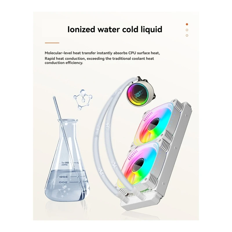 Встроенный цифровой дисплей с водяным охлаждением, радиатор процессора, Argb, беспроводной объектив, дисплей температуры, вентилятор процессора