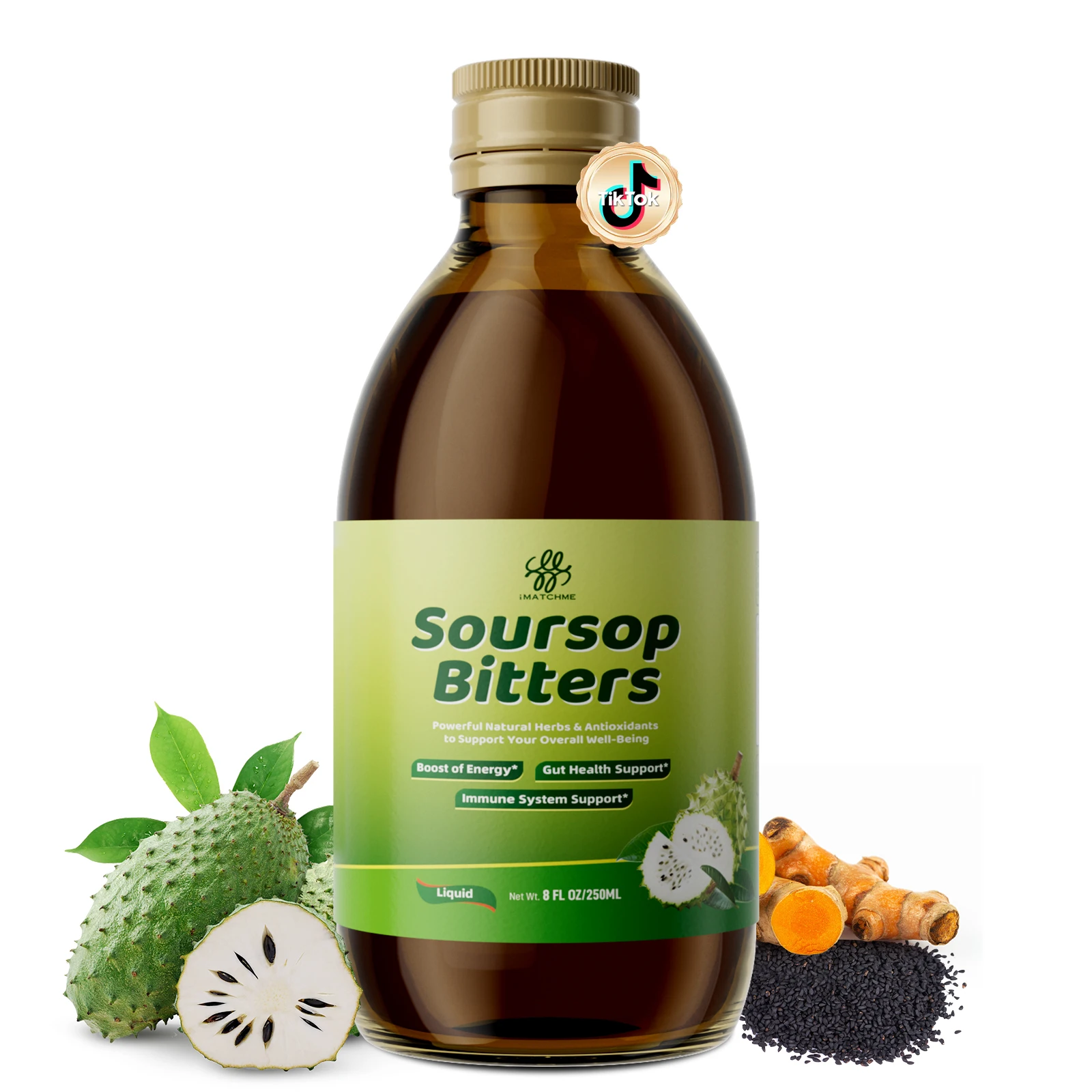 

iMATCHME Herbs Soursop Горячая жидкость с куркумой для пищеварительной поддержки и иммунитета здоровья – веганская, без GMO