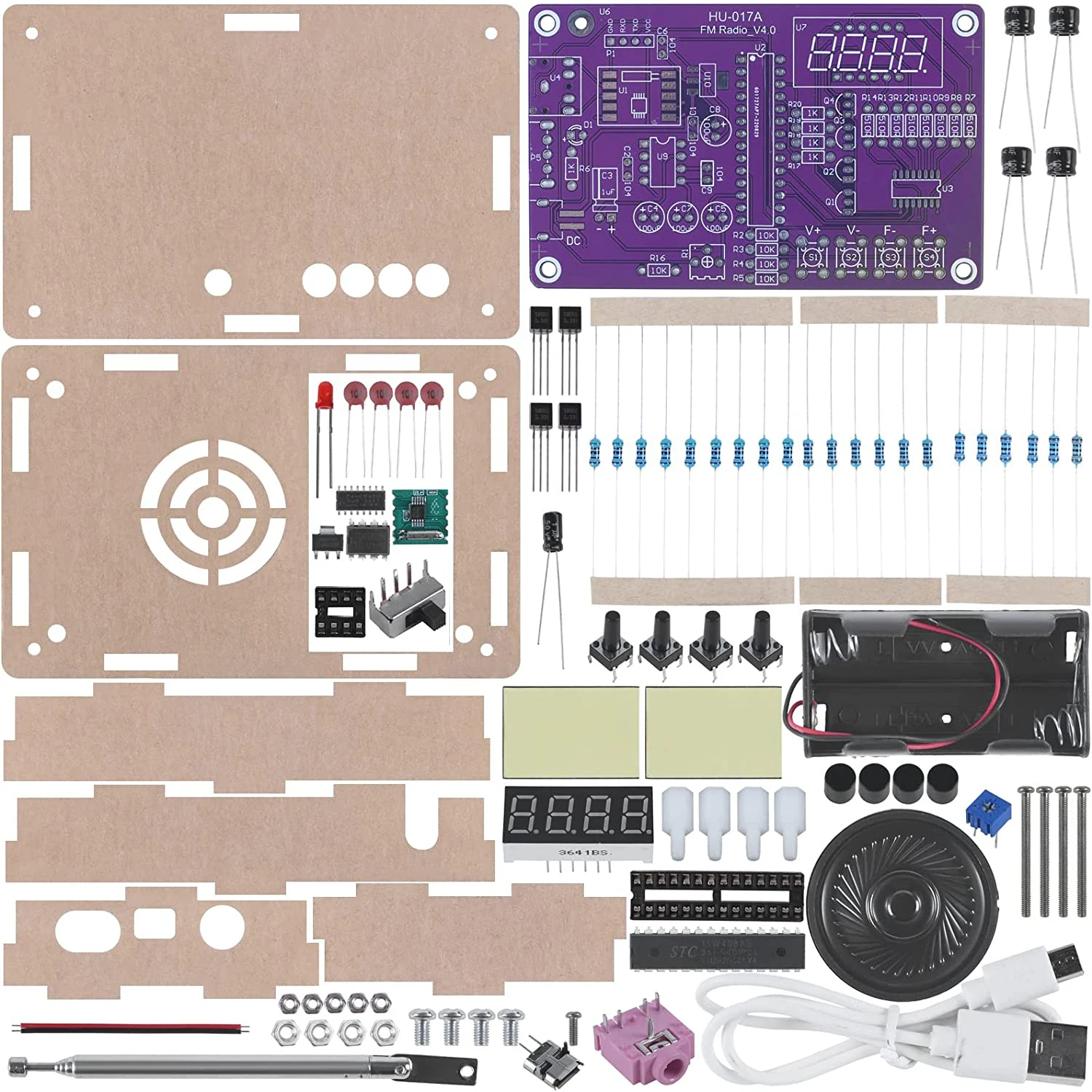 FM Radio DIY Electronic Kit RDA5807 Radio Receiver 87MHz-108MHz Frequency Modulation Digital Tube Display Dual Power Supply