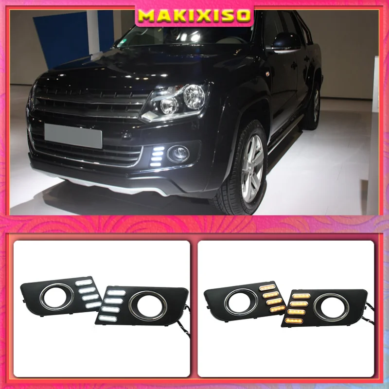 

2PCS Front Bumper Light LED Fog Lights with Turn Signal DRL Daytime Running Light for VW Amarok 2014 2015 2016