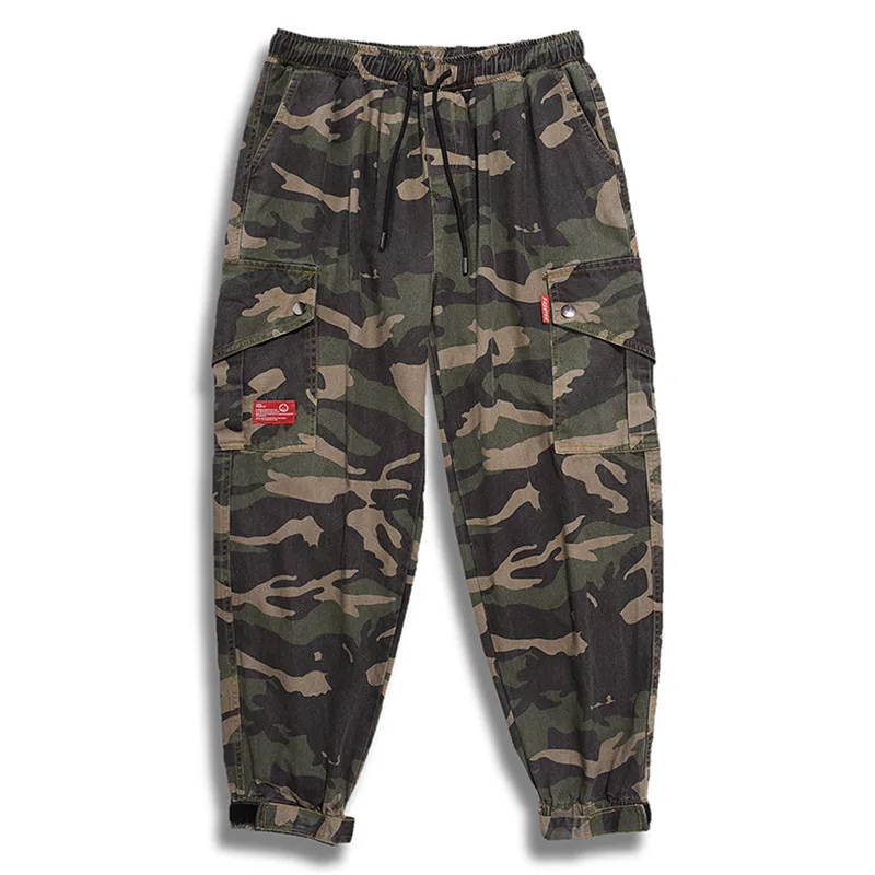 Pantaloni cargo da uomo di grandi dimensioni Pantaloni da jogging in cotone con elastico in vita Pantaloni mimetici maschili Tasca a molla allentata Extra Large Plus Baggy Hip Hop