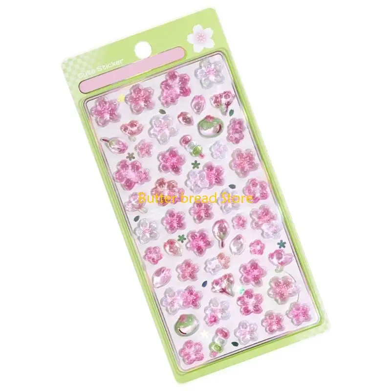 W89C 3D Flower Sticker Wall Decal Scrapbooking Sticker for Journal Album Phone Case