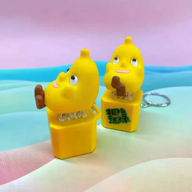 Cartoon Banana Keyboard Clicker Fidget Toys LED Keycap Keychain Stress Relief Fingertip Gadget Decompression Toys