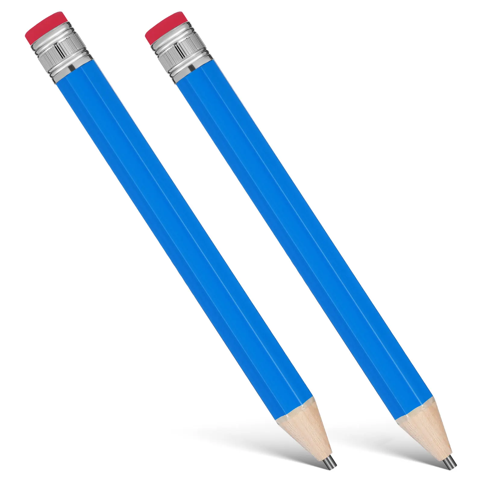 

2 Pieces Blue Wooden Jumbo Pencils Large Size Novelty Stationery Kids Drawing School Supplies Decor Fun Office Desk Gift Party