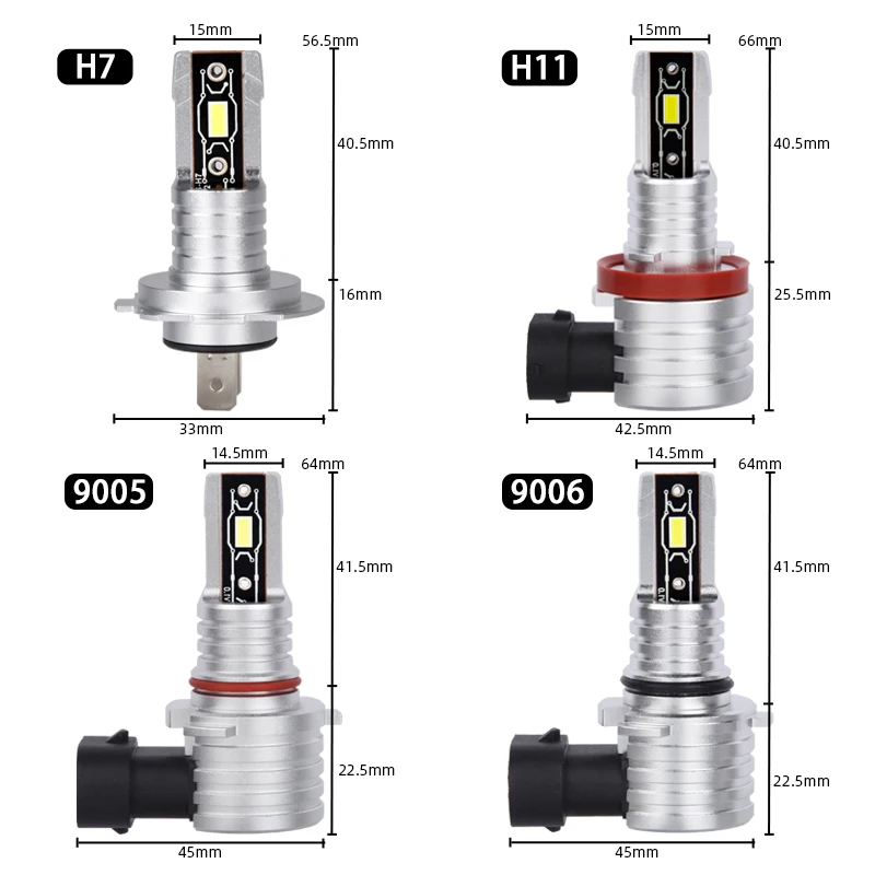 DAWNKNIGHT-자동차 안개등 전구 자동 Led 안개등, H8 H11 H7 HB4 9006 HB3 9005 PTF 팬리스 led 램프 12V