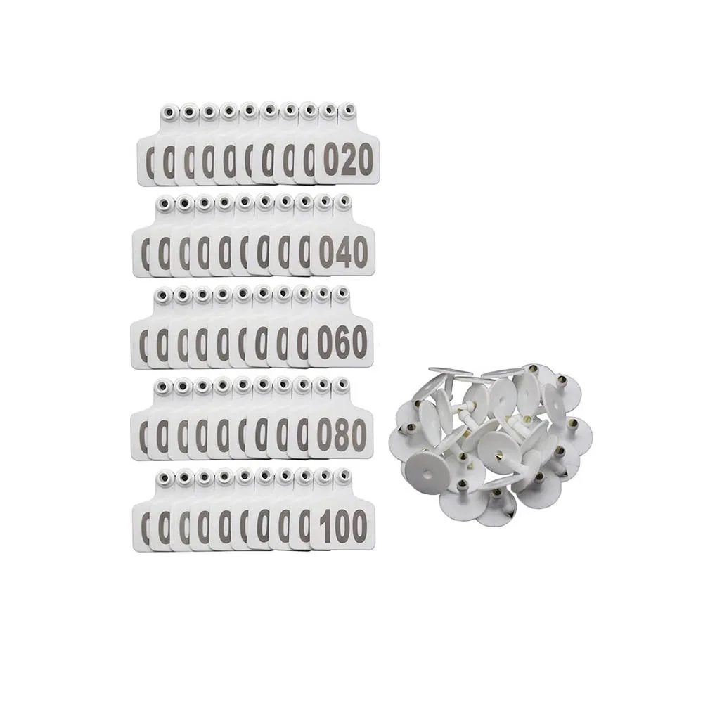 

100Pcs 001-100 Numbers Cow Ear Tag Card Farm Equipment Identification Pig Sheep Ear Sign Practical Durable Pig Goat Ear Tag Cow
