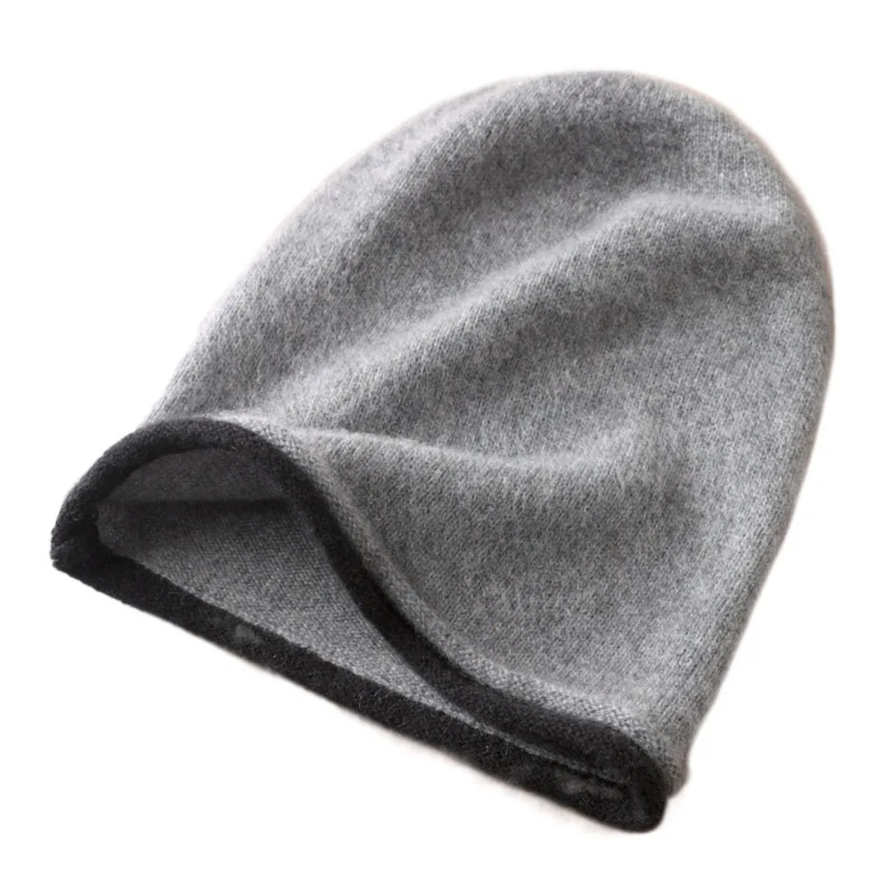 

Casual Soft Winter Hat Curly Brim Thickened Knitted Hat Warm Lining Windproof Wool Hat Men Women