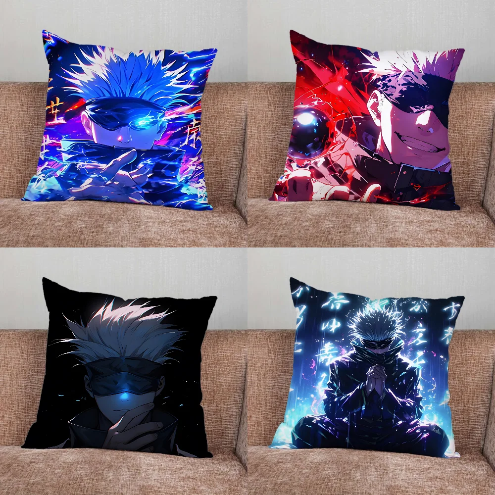 

J-Jujutsu K-Kaisen G-Gojo Pillow Case For Home Bedroom Car Office Decoration Living Room Sofa Cushion Cover Suitable