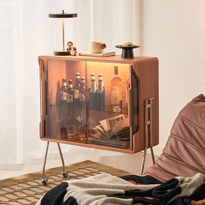 خزانة مشروبات قابلة للإزالة من الخشب الصلب وخزانة من القرون الوسطى وخزانة جانبية لتناول الطعام وخزانة غرفة المعيشة وخزانة تخزين من الفولاذ المقاوم للصدأ #3