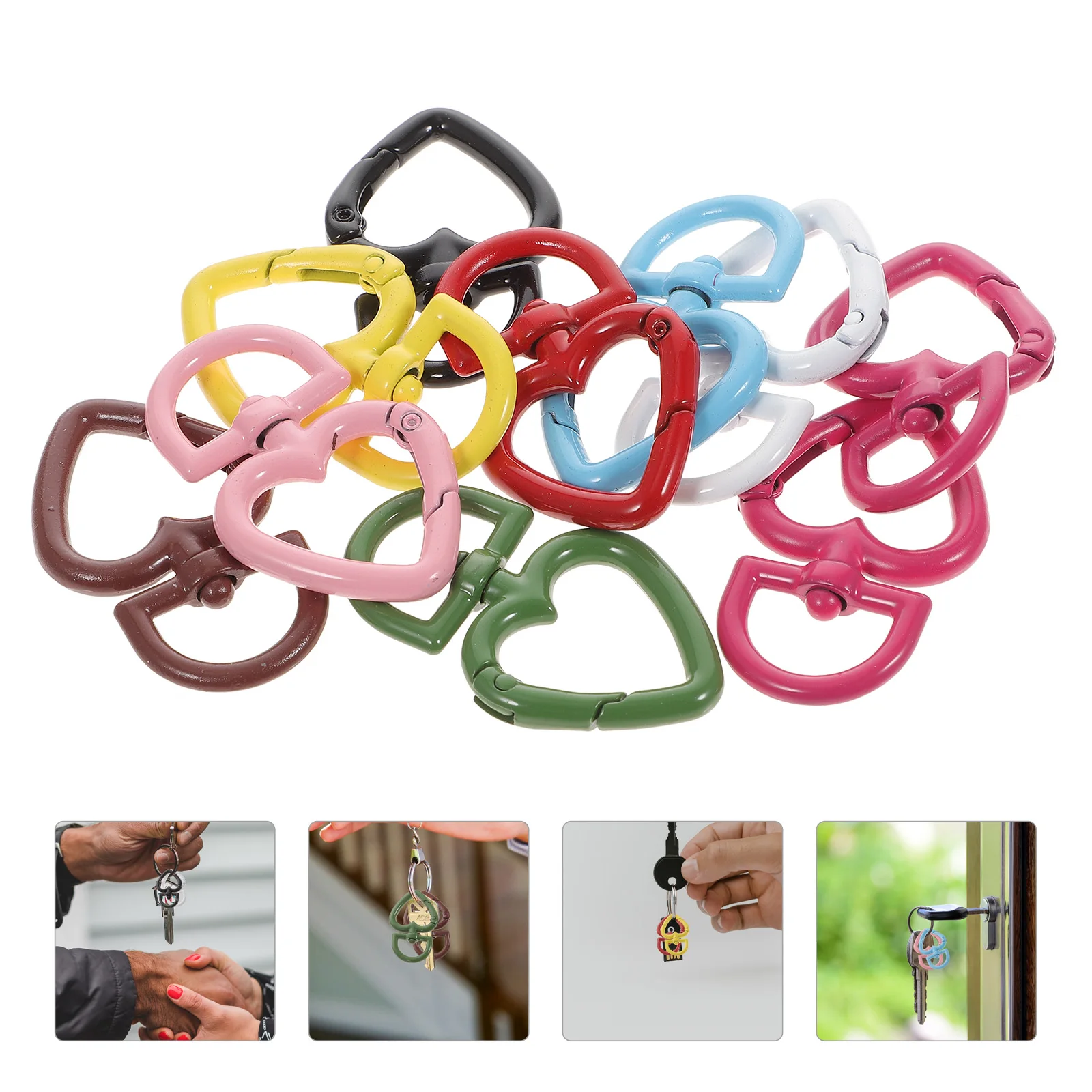 

10pcs Heart Design Spring Snap Keychain Clips Buckle Replacement Mixed Color Durable Diy Jewelry Making Clasps For Keychain