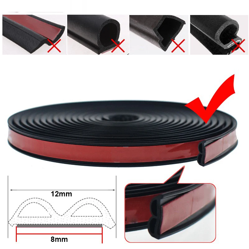 Carro Porta Seal Tiras Adesivo, Weatherstrip, Rubber Seals, isolamento acústico, Automóveis Acessórios Interior, Forma B, 5m