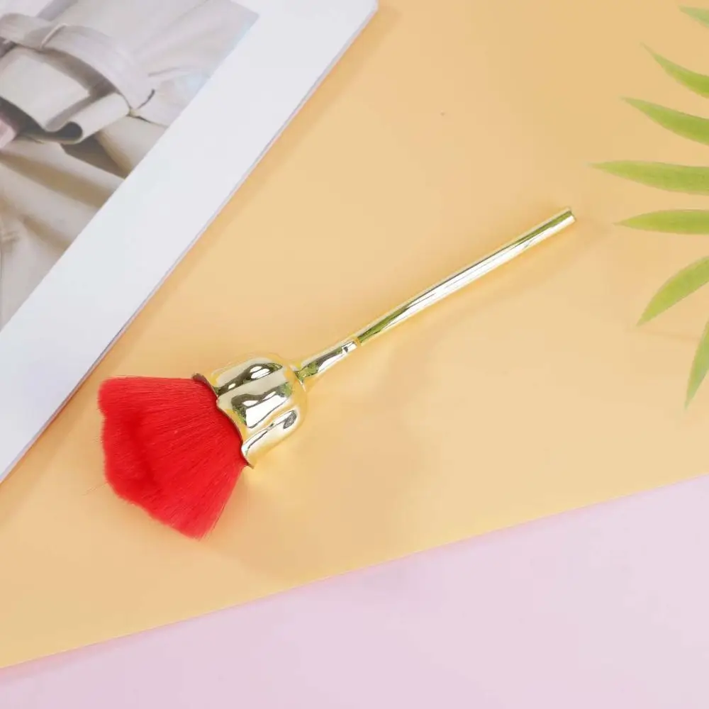 Rosa flor arte do prego escova de limpeza de poeira lã de náilon escova de maquiagem criativa ferramenta cosmética multi-funcional escova de fundação