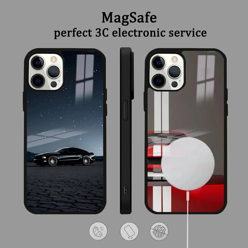 Cool Cars M-MustangS Phone Case For IPhone 16 15 14 13 12 11 Pro Max Plus Mini Magsafe Mirror Wireless Magnetic Cover