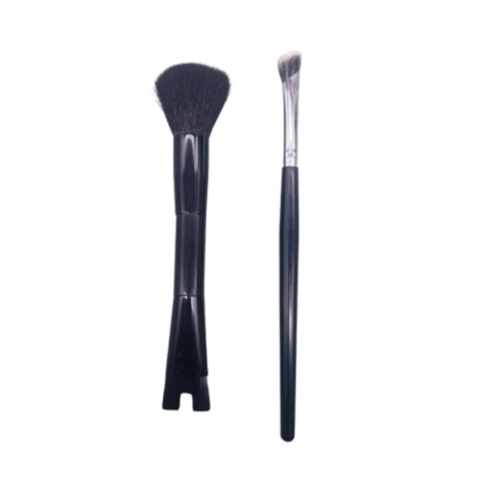 Juego de brochas para contorno de nariz de doble cabezal, cepillo portátil para sombra de nariz con inclinación en ángulo, suave, en forma de U, para sombra de ojos en polvo, 2 uds.