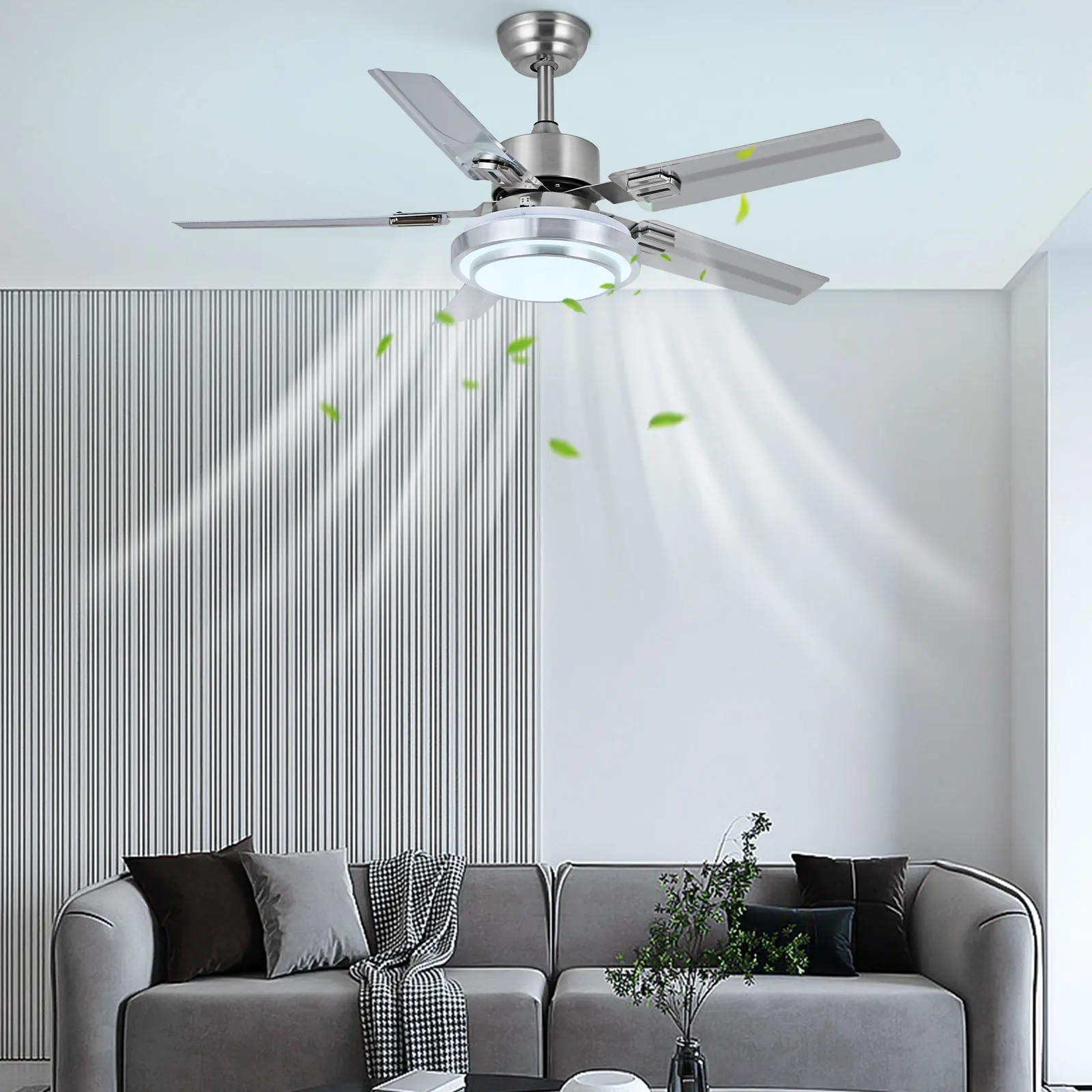 52 inch Ceiling Fan LED Light Energy Saving Timing Function with Remote Control