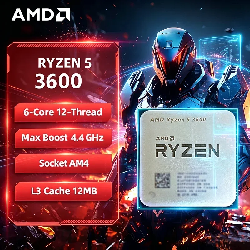 AMD Ryzen 5 3600 AMD R5 3600 CPU 6-Core 12-Thread 4.4GHz Unlocked Desktop Processor Socket AM4 Gaming CPU Without Package