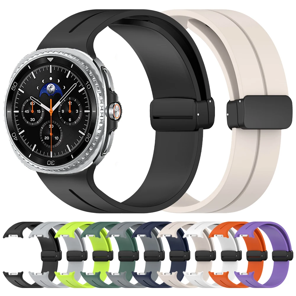 Correa de silicona con hebilla magnética para Samsung Galaxy Watch 8, 40mm, 44mm, Galaxy Watch 8, pulsera deportiva clásica de 46mm