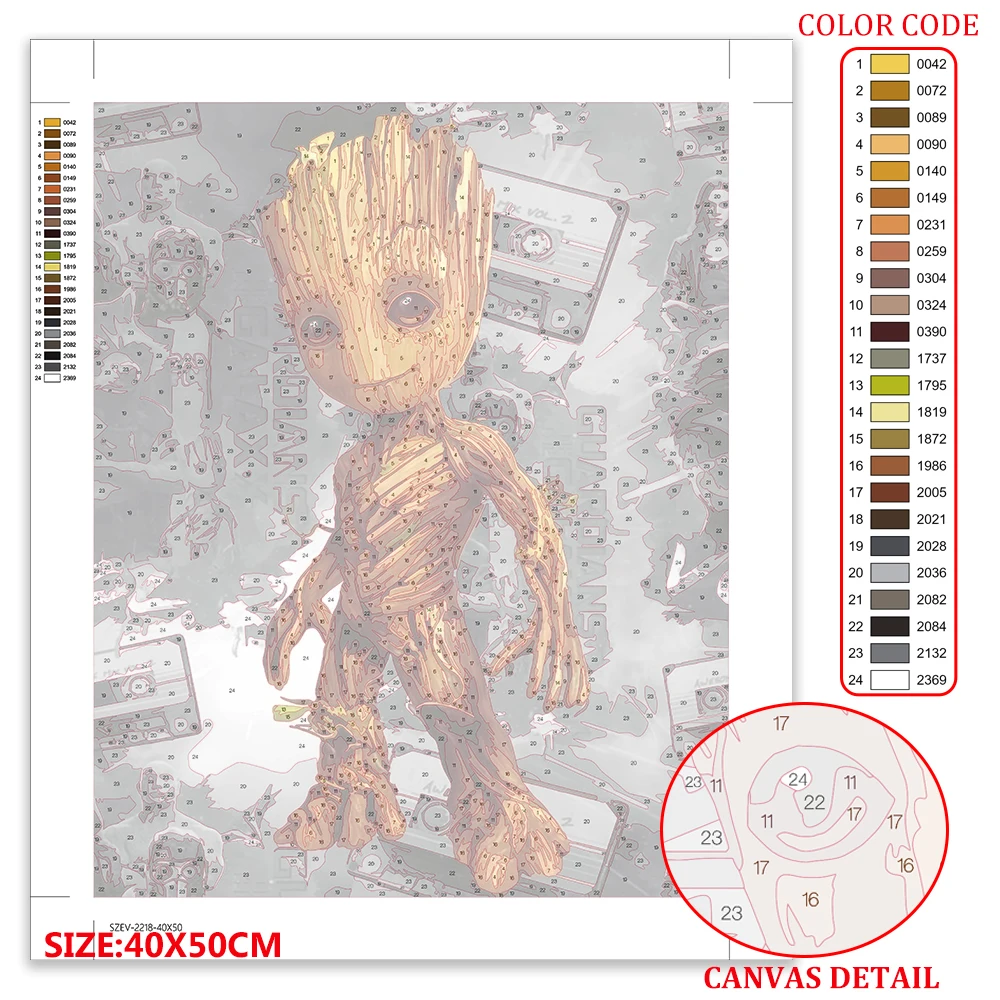 Disney Oil Painting Groot Paint Kit For Adults Cartoon New Arrival Superhero Pictures By Numbers Marvel Tree Man Unique Gift