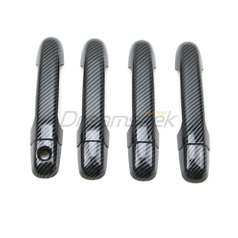 8Pcs Side Door Handle Cover For Hyundai Elantra 2006-2010 Sonata NF 2007-2009 Dodge Attitude 2006-2010 Carbon Fiber Style Trim