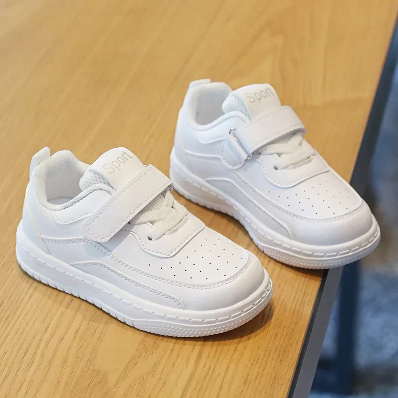 

Children's Sneakers Fashion Boys Girls White School Tennis Shoes Causal Versatile Kids Running Sports Shoes Non-slip Hook Loop