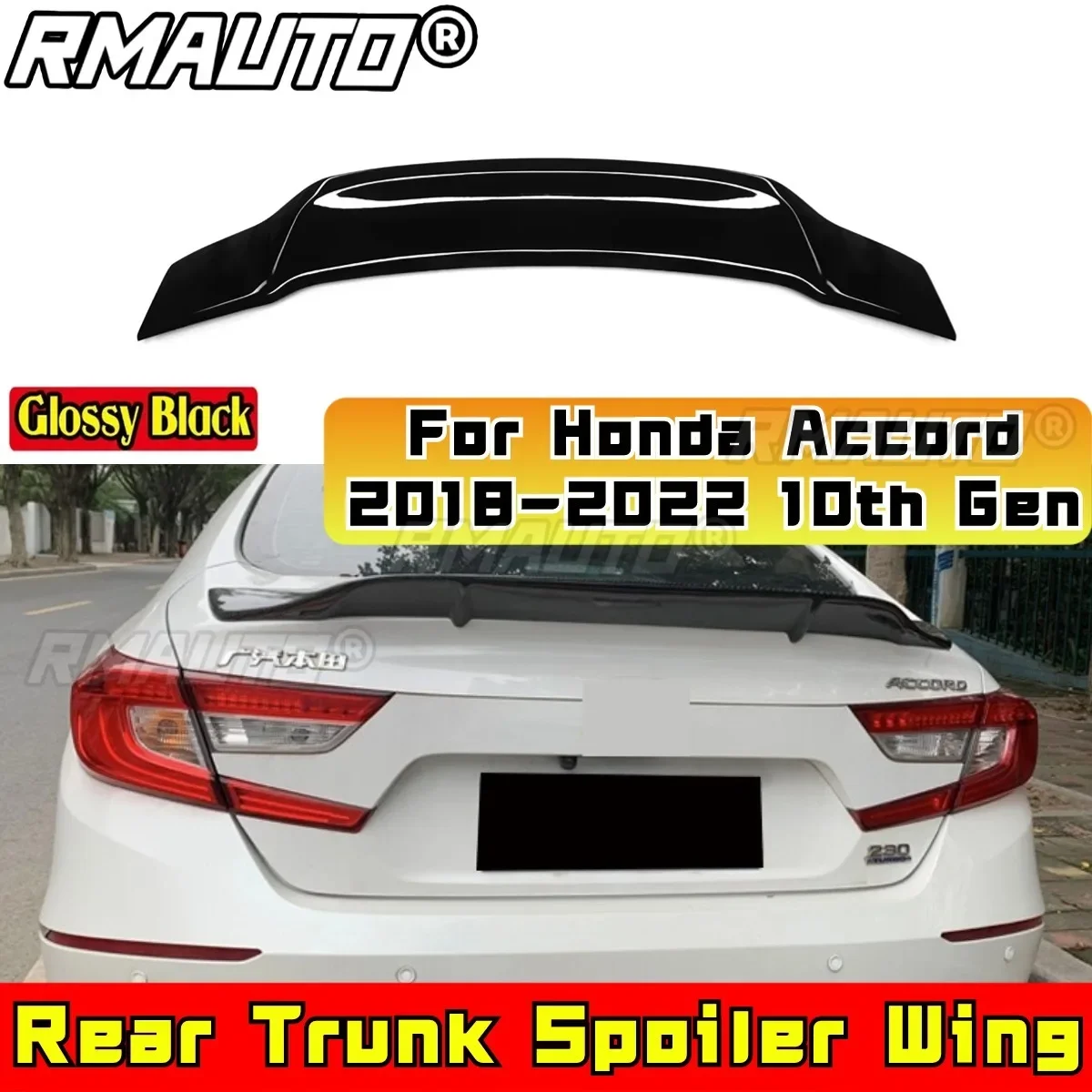 For Honda Accord 2018-2022 10th Gen Rear Roof Wing Rear Trunk Spoiler Wing Rear Trunk Spoiler Body Kit Car Accessories