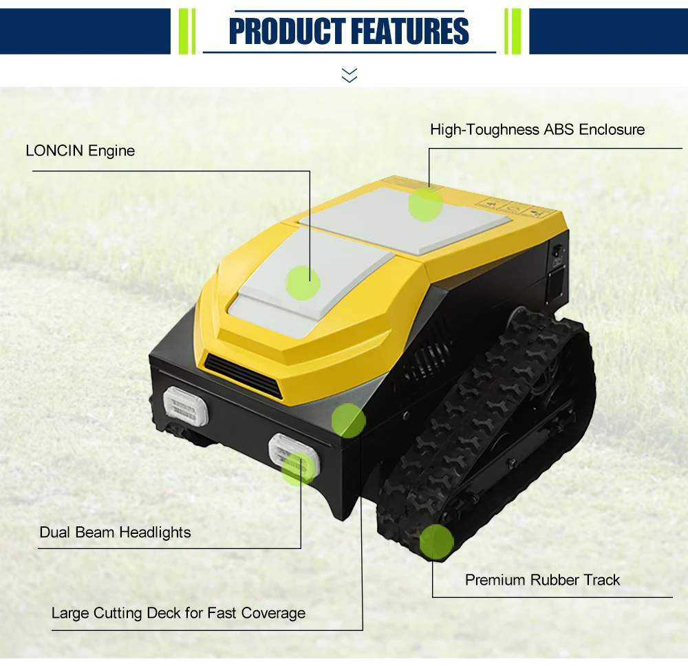 Robotic Smart Lawn Mower Self-Propelled Industrial Grade 24V Wireless Automatic Grass Cutter Trimmer 224Cc Engine RC Lawnmower