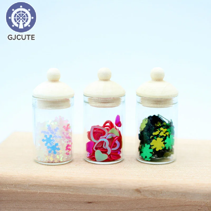 3Pcs Dollhouse Simulation Christmas Cork Glass Jar Festival Decoration Mini Model Play Toys Life Scene Model Accessories Props