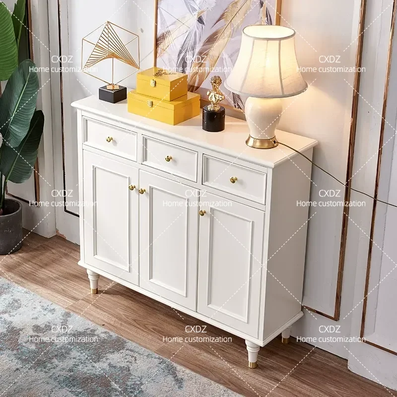 2026 New White Solid Wood Shoe Cabinet with Drawer for Home Entryway Indoor Entrance Storage Organizer