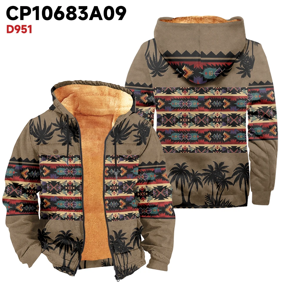 Men's winter jacket with coconut print, high-quality, thick and warm