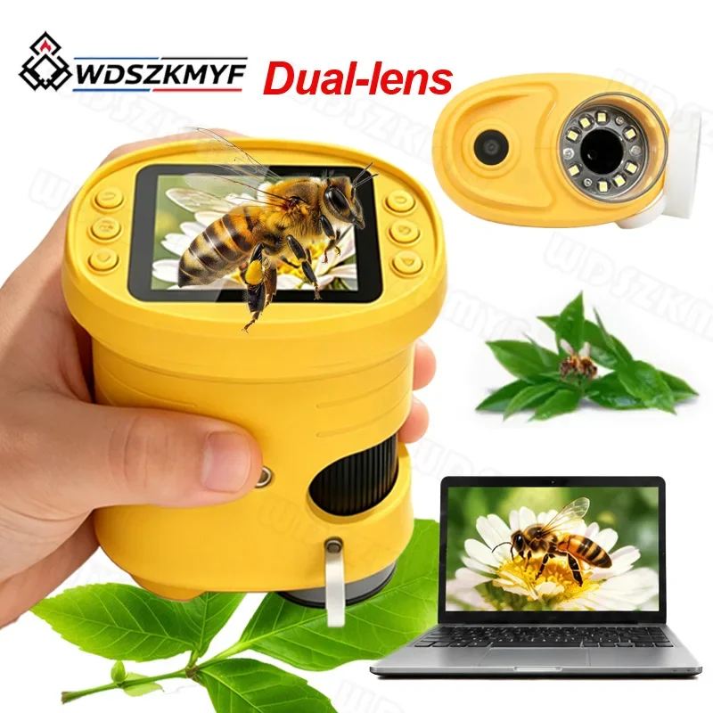Mini 1000X Microscope Portable Pocket Microscope for Children Outdoor Observe with USB Microscope, LED Lights Connection to PC