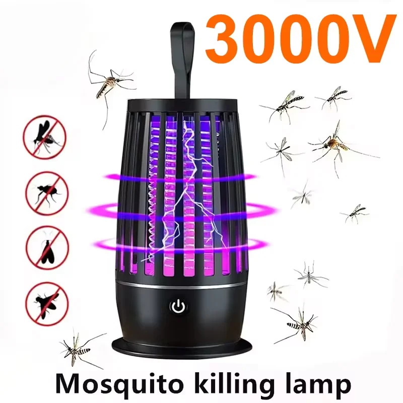 Lámpara matamosquitos portátil recargable por USB, trampa eléctrica para moscas, mata insectos, lámpara antimosquitos portátil para exteriores,