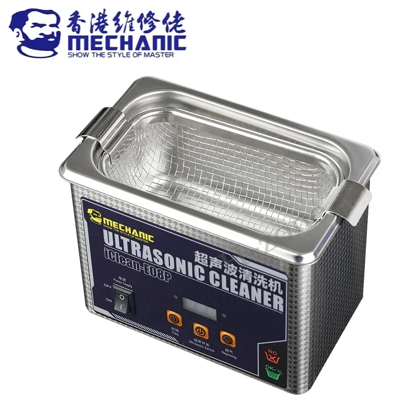 

MECHANIC 0.8L Ultrasonic Cleaner IClean E08P 50W High Frequency Multifunctional Cleaning IC Ultrasonic Cleaning Bath Tools