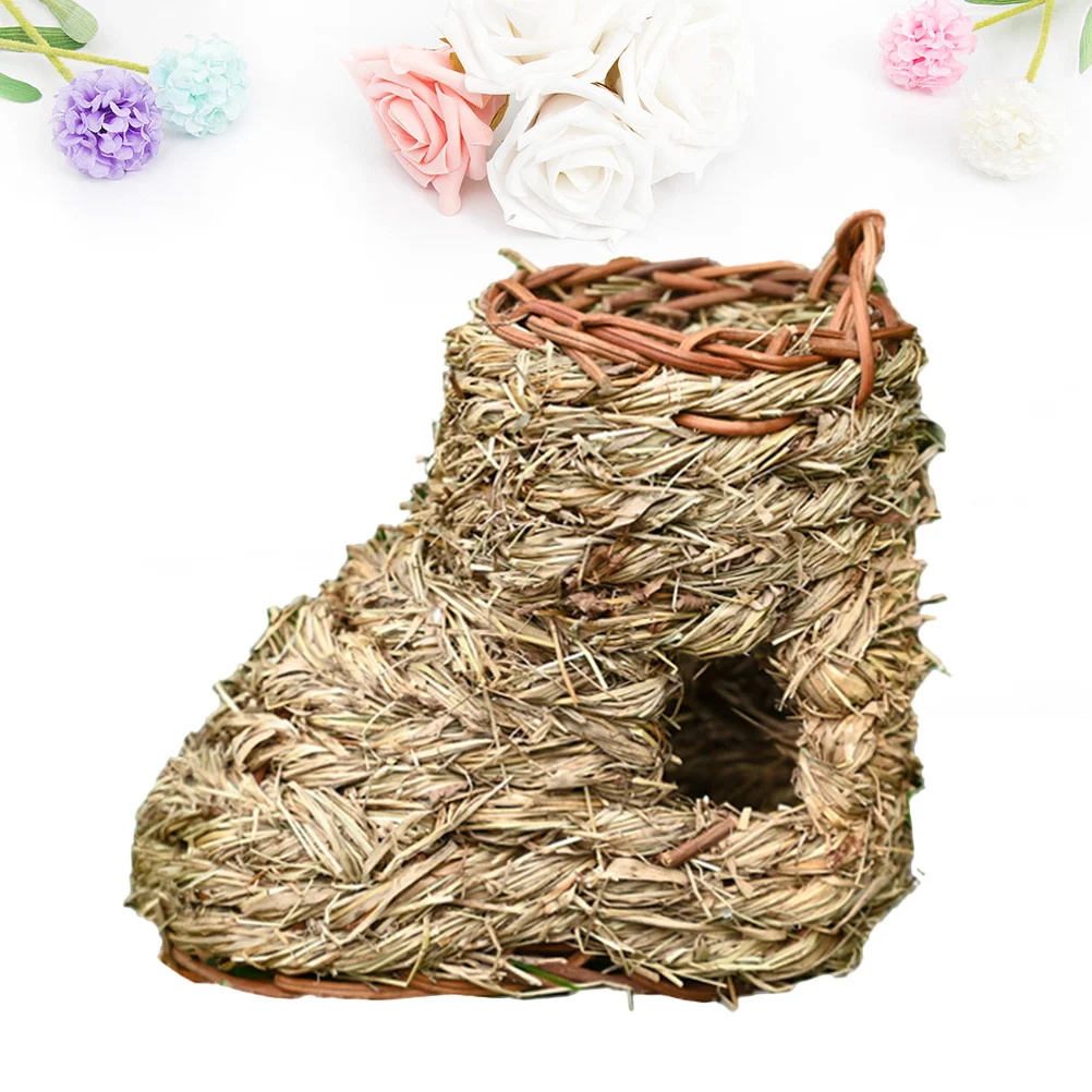 

Boot Shaped Straw Nest For Birds Handmade Weaving Grass Bird Nest Natural Living Place For Small Birds Canary Parrot Lark