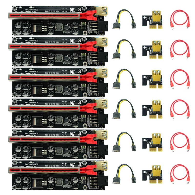 

6PCS PCIE Riser 009S Plus Video Card Extension Cable Riser PCIE X16 Cabo Riser PCI Express X16 Extender for Bitcoin Miner Mining