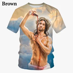 Lustige Jesus Poster 3D Gedruckt T-Shirt Gott Christian Unisex Glauben Kurzarm Top