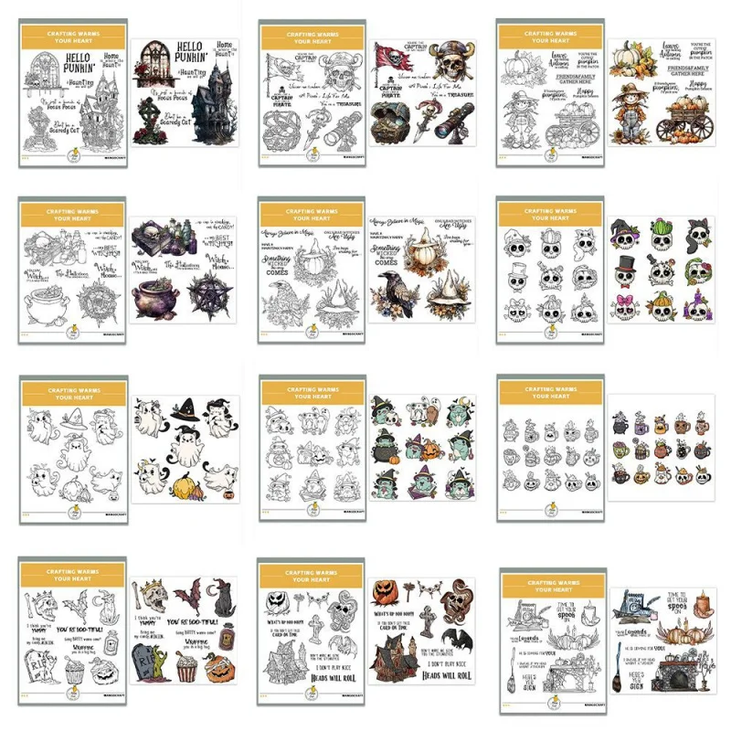 Halloween Holiday Decoration Party Stickers Handmade Paper Art Transparent Silicone Stamp Set