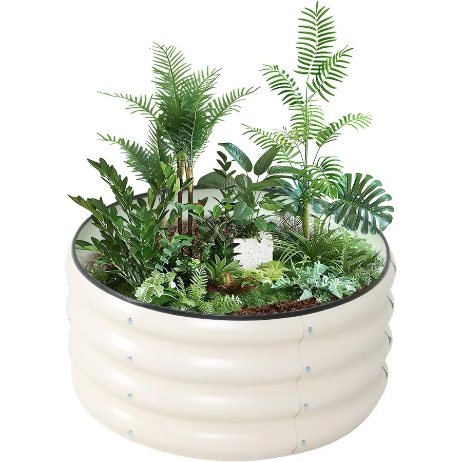 

Galvanized Raised Garden Bed Kit Outdoor Metal Garden Planter Box for Backyard Gardening Planting Vegetables and Patio Dia23.6"