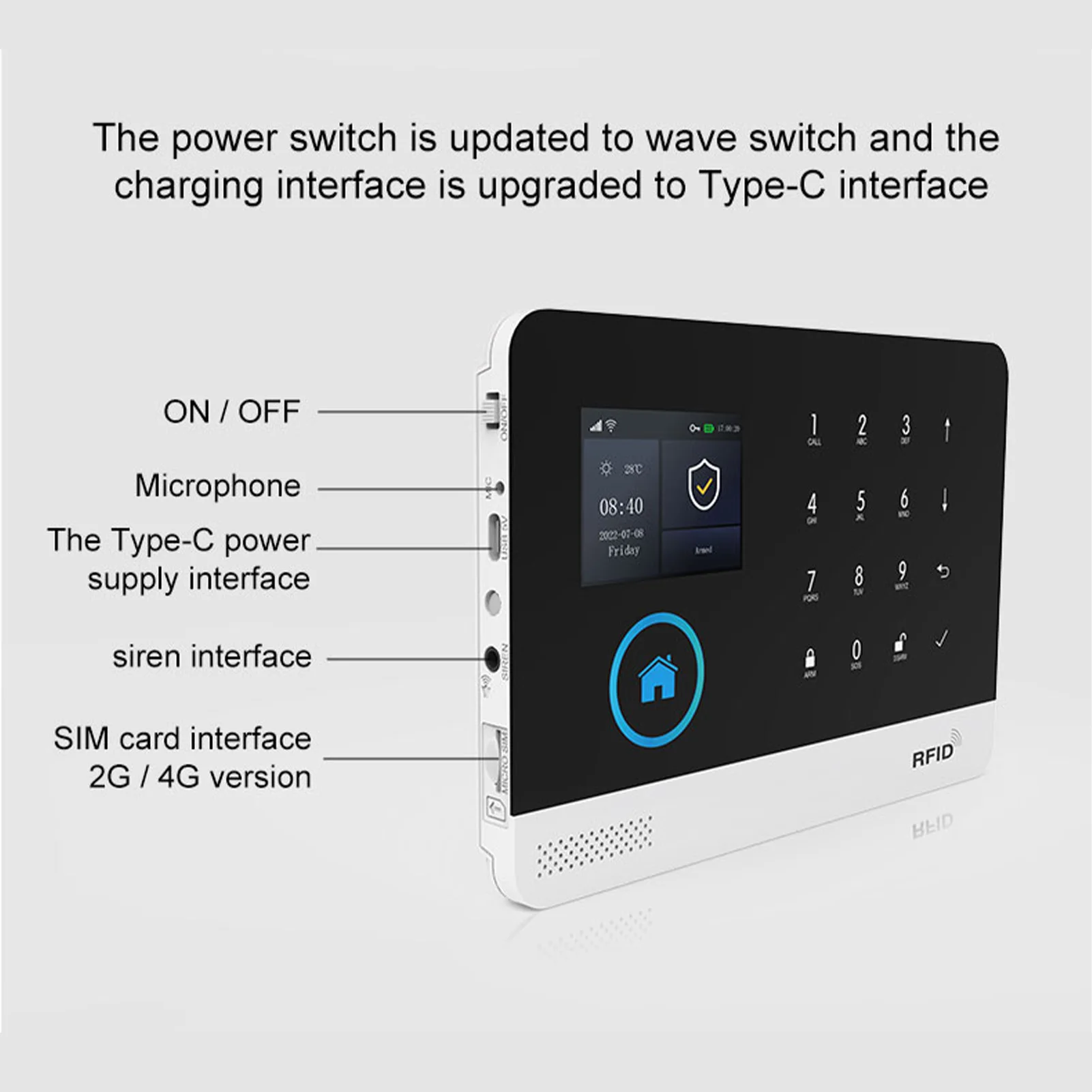 4G WiFi Wireless Home Alarm System DIY Smart Wireless Alarm System with TY APP Control 2.4-Inch TFT Color Screen Wired Siren EU