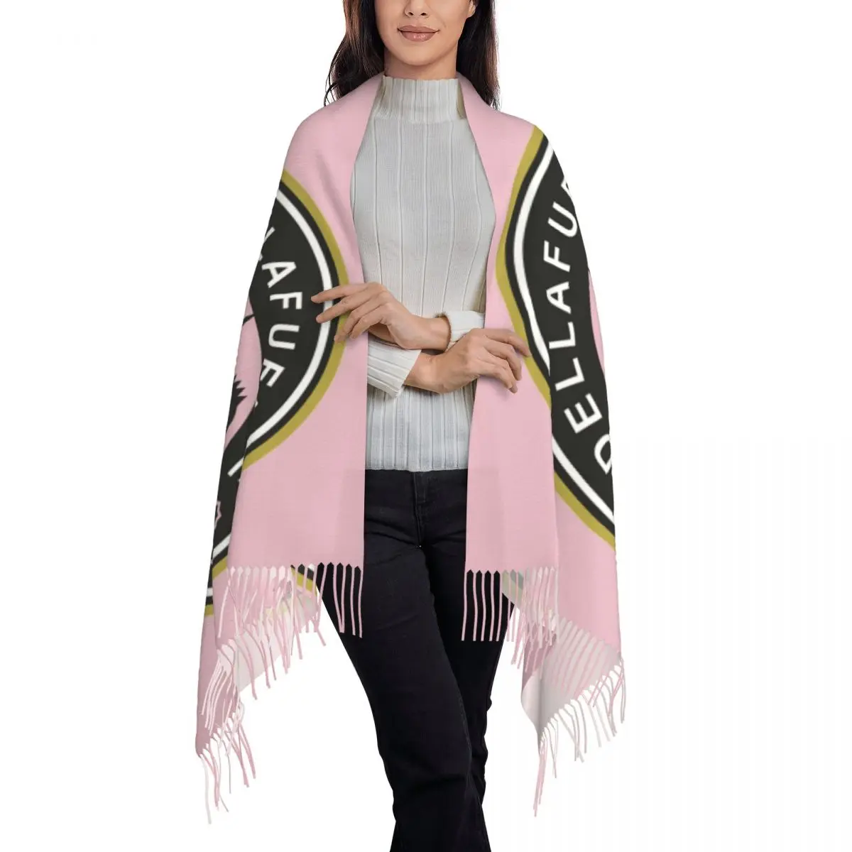 Dellafuente FC Tassel Scarf Women Soft Singer Songwriter   Shawl Wrap Ladies Winter Scarves