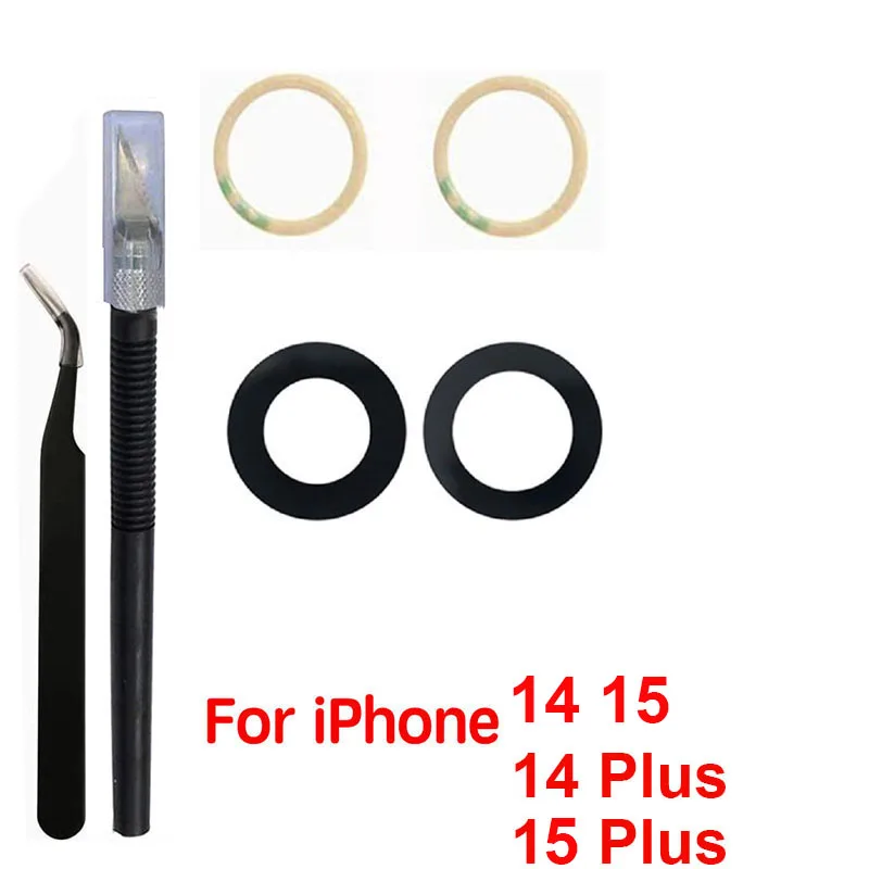Saphir-Rückkamera-Objektivglas für iPhone 12 13 Mini 14 15 Plus 17 Pro Max – Ersatzteile für die Reparatur der Rückkamera mit 3M-Klebstoff & Werkzeugen