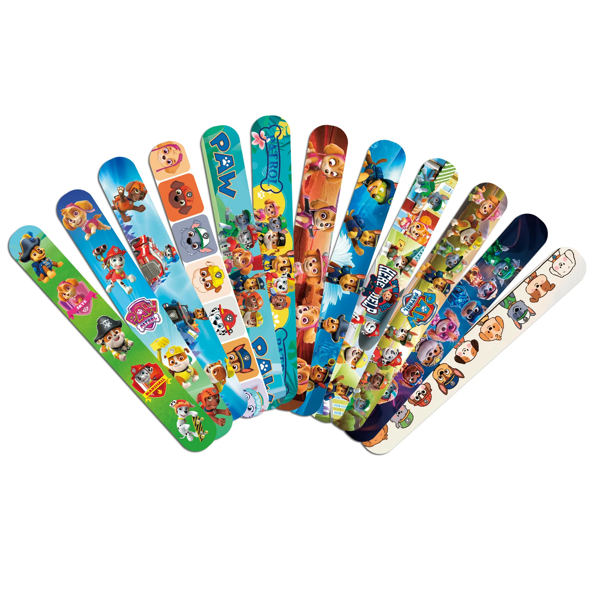 12Pcs/Set Paw Patrol Family Series Bracelet Ryder Marshall Rubble PVC Snap Circle Cartoon Pat Circle Bracelet Fun Gifts