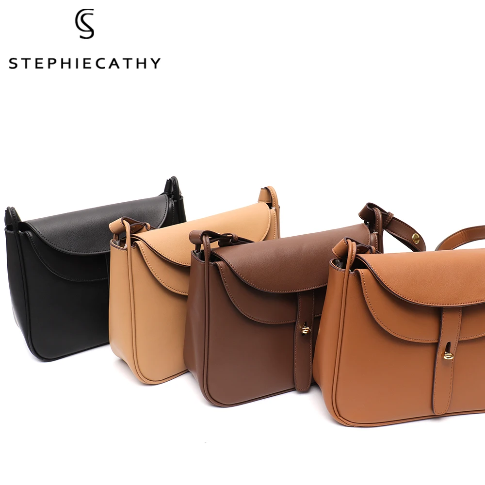 SC Women Genuine Leather Shoulder Bags Niche Brand Design Simple Fashion Flap Handbags Female Daily Work Crossbody Pillow Purses