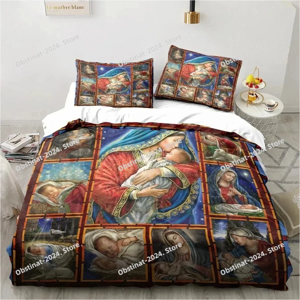 

Jesus Christ Church Mary Christian Religious Bedding Set Duvet Cover Bed Set Quilt Cover Pillowcase Comforter king Queen Size