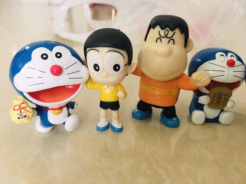 8ks sada japonec anime doraemon mini cifra modelka hraček sue nobi dorami plastový pvc bh sbírání obtisk rekvizity roztomilá panenka