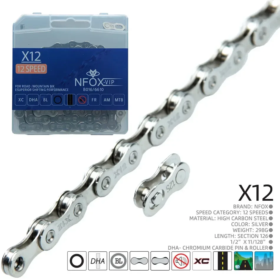 GOLDIX NFOX X8 X9 X10 X11 X12 Speed Silver Anti rust Lightweight Mountain Road Bicycle Chain