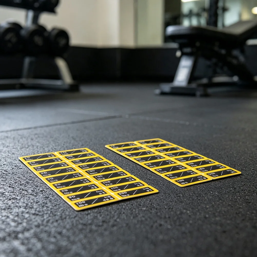 Picture 6: 2pcs Yellow Weight Sticker Label Number 10-200lb For Gym Fitness Equipment Strength Training Plate Marking Decal Set
