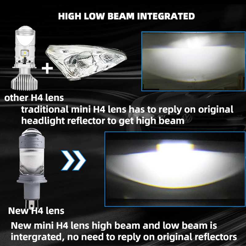 Wireless Mini H4 Bi-led Projector Lenses High Low Beam Headlamp for Car Motorcycle Headlight ice Bulb Car Light Accessories