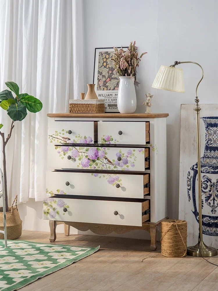 

Custom-made American solid wood painted storage living room chest of drawers light luxury modern drawer storage cabinet entrance