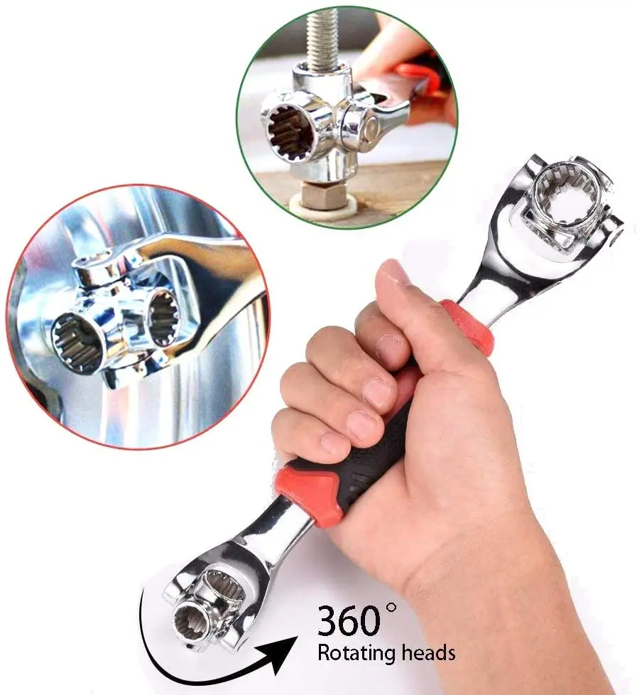 48 in 1 Socket Universal Wrench Multifunction Wrench Tool with 360 Degree Rotating Head Spanner Tool for Home and Car Repair