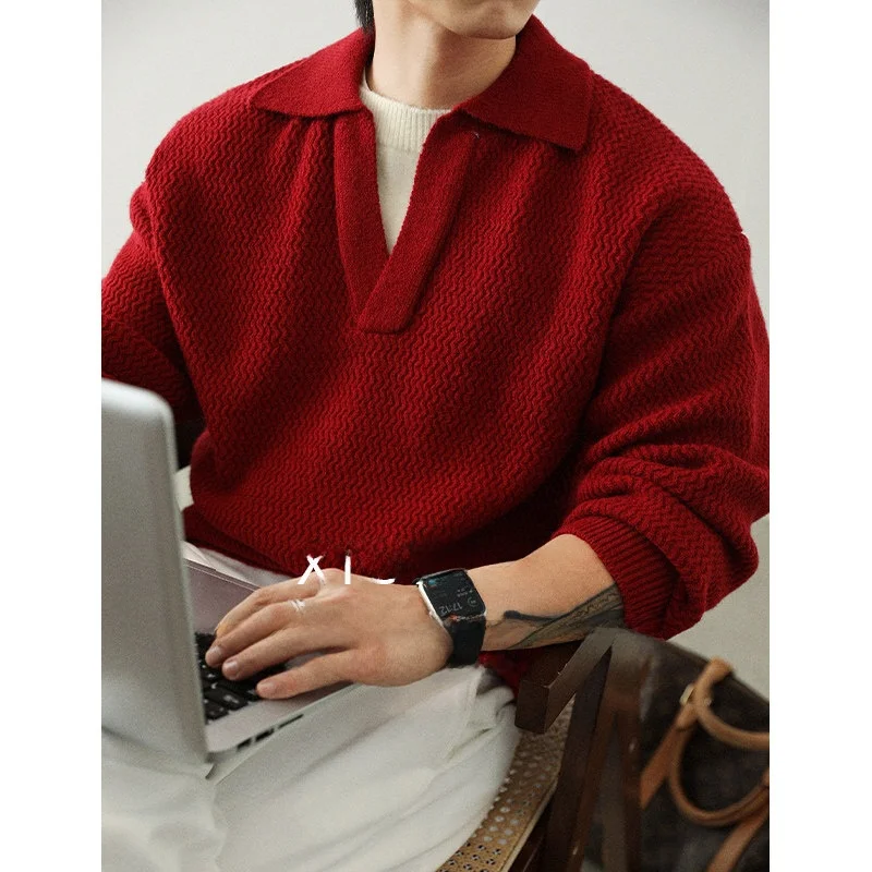 

Men's Casual V-Ne Knitted Sweater Jaet Autumn Winter Versatile Long Sve Faionable Warm Breathable Polyester Nylon Blend